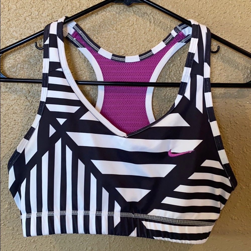 Nike Dri-Fit black, white and purple sports bra
